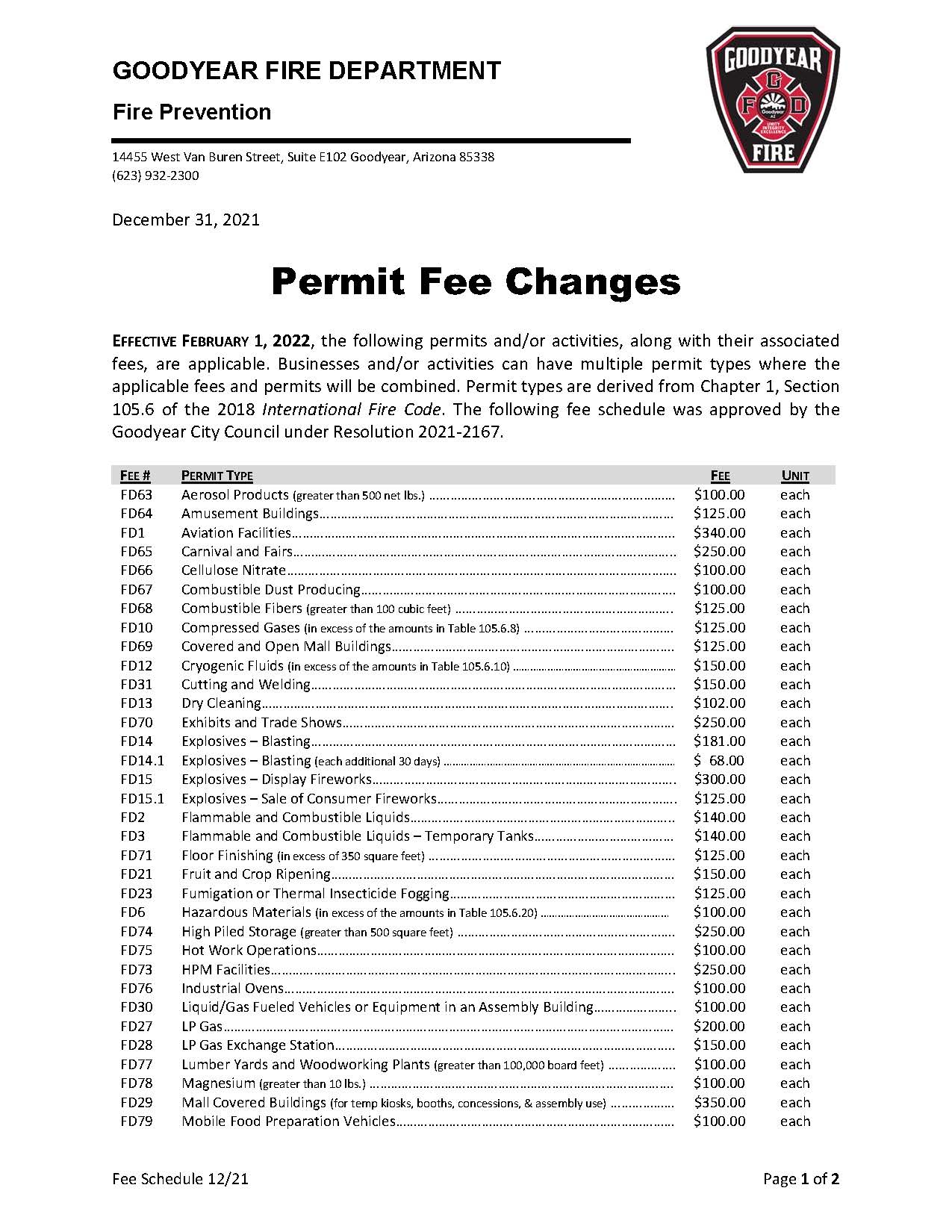 Goodyear Fire Department Fee Schedule_Page_1